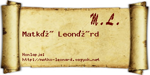 Matkó Leonárd névjegykártya